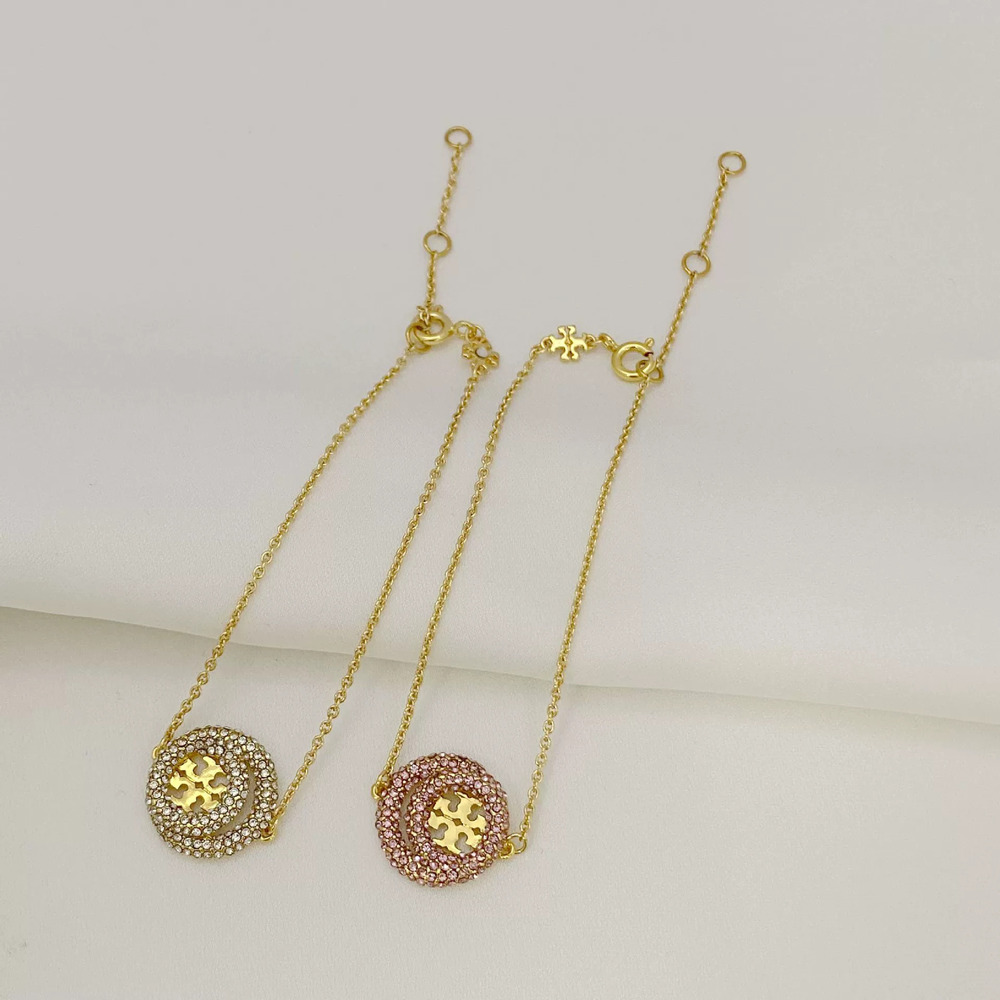 Tory Burch Gold Plated Enamel Double Circle Bracelet